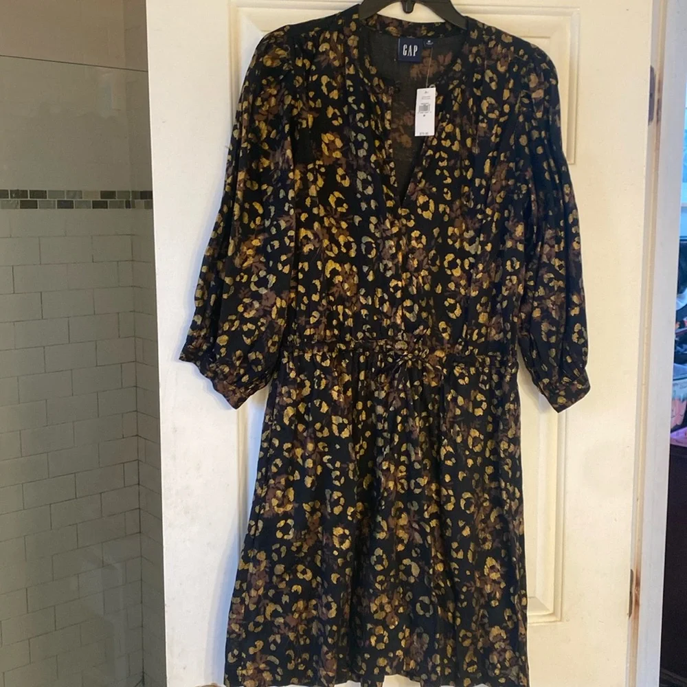 GAP Gold & Black midi dress - Picture 1 of 7